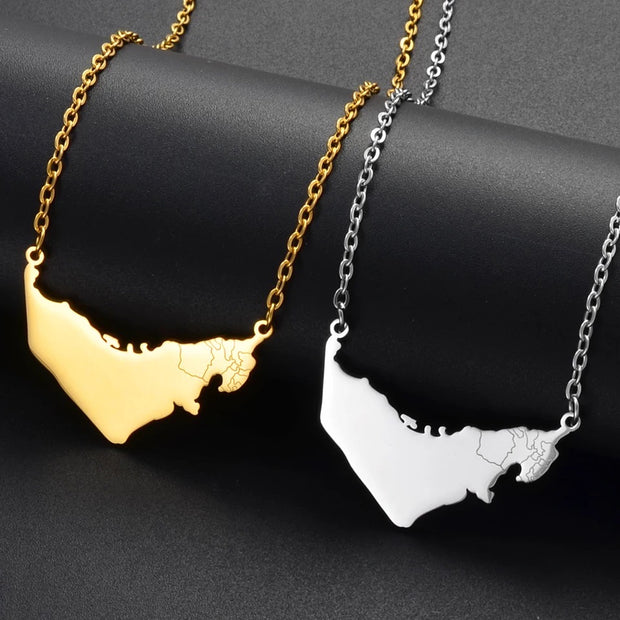 United Arab Emirates (UAE) Map Necklace Chain Pendant