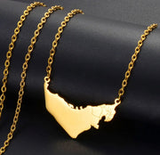 United Arab Emirates (UAE) Map Necklace Chain Pendant