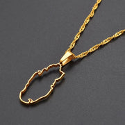 Qatar Outline Map Necklace Chain Pendant