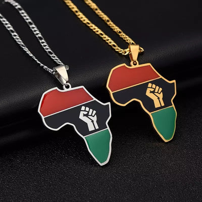Africa Map Flag Necklace Chain Pendant