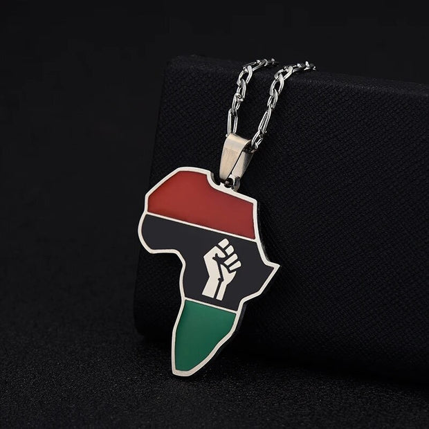 Africa Map Flag Necklace Chain Pendant