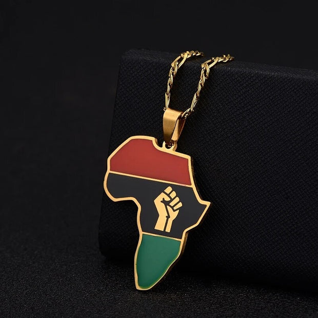 Africa Map Flag Necklace Chain Pendant