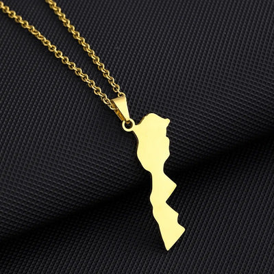 Morocco Solid Map Necklace Chain Pendant
