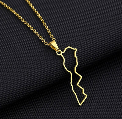 Morocco Outline Map Necklace Chain Pendant