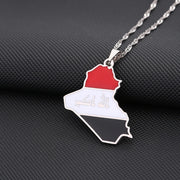 Iraq Map Flag Necklace Chain Pendant