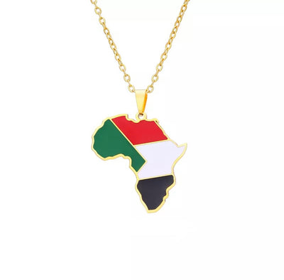 Africa Sudan Map Flag Necklace Chain Pendant