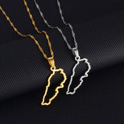 Lebanon Outline Map Necklace Chain Pendant