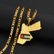 Jordan Map Flag Necklace Chain Pendant