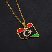 Libya Flag Map Necklace Chain Pendant