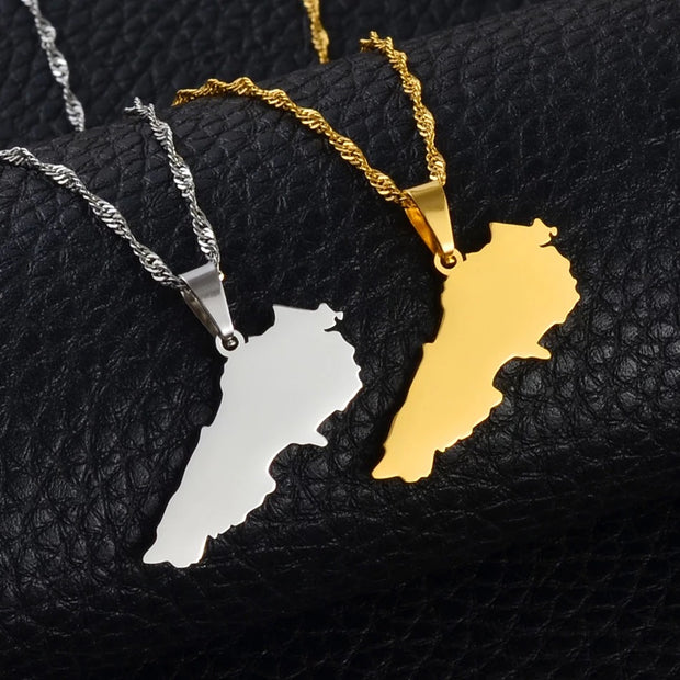 Lebanon Solid Map Necklace Chain Pendant