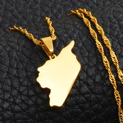 Syria Solid Map Necklace Chain Pendant