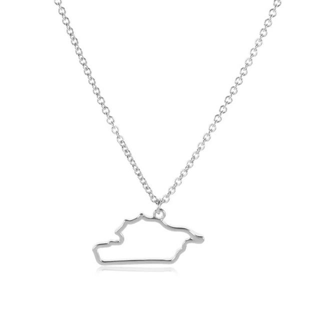 Syria Map Outline Necklace Chain Pendant