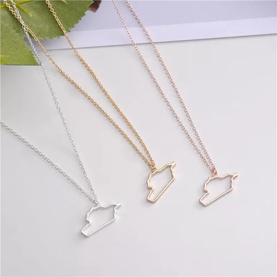 Syria Map Outline Necklace Chain Pendant