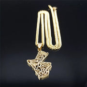 Jordan Map Arabic Calligraphy Necklace Chain Pendant