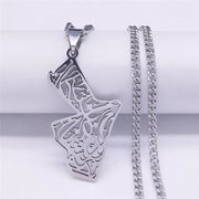 Jordan Map Arabic Calligraphy Necklace Chain Pendant