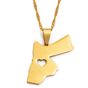 Jordan Map Heart Necklace Chain Pendant