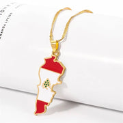 Lebanon Map Flag Necklace Chain Pendant
