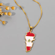 Lebanon Map Flag Necklace Chain Pendant