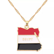 Egypt Flag Map Necklace Chain Pendant