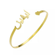 Personalized Arabic Custom Name Bracelet Cuff Bangle with Heart