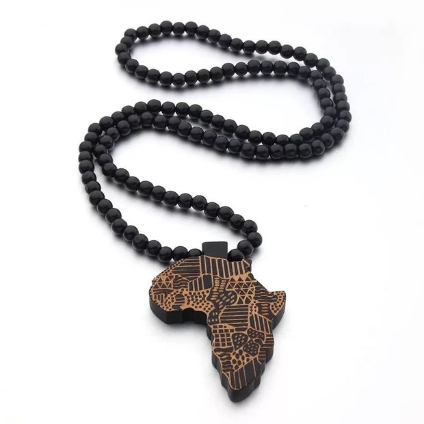 Africa Wood Bamboo Beads Necklace Pendant