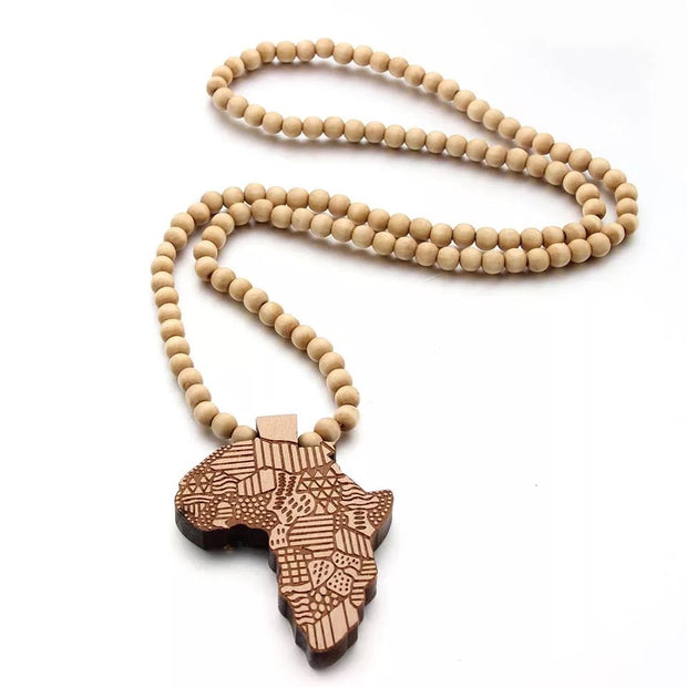 Africa Wood Bamboo Beads Necklace Pendant