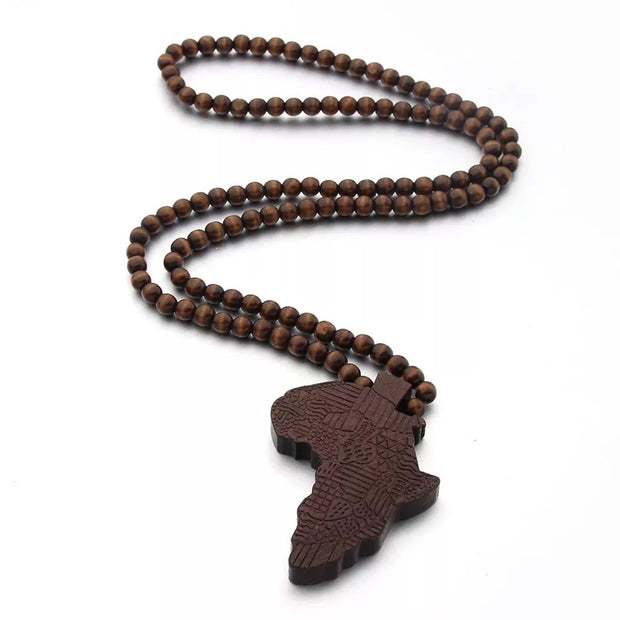 Africa Wood Bamboo Beads Necklace Pendant