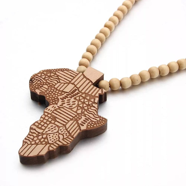 Africa Wood Bamboo Beads Necklace Pendant