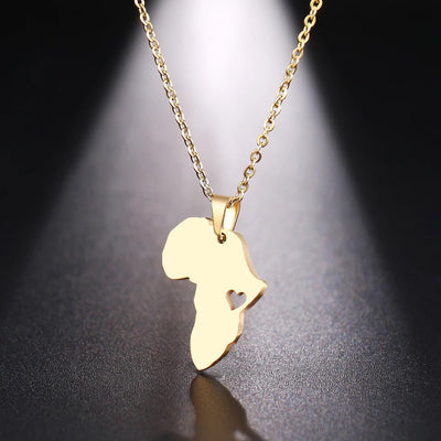 Africa Heart Map Necklace Chain Pendant