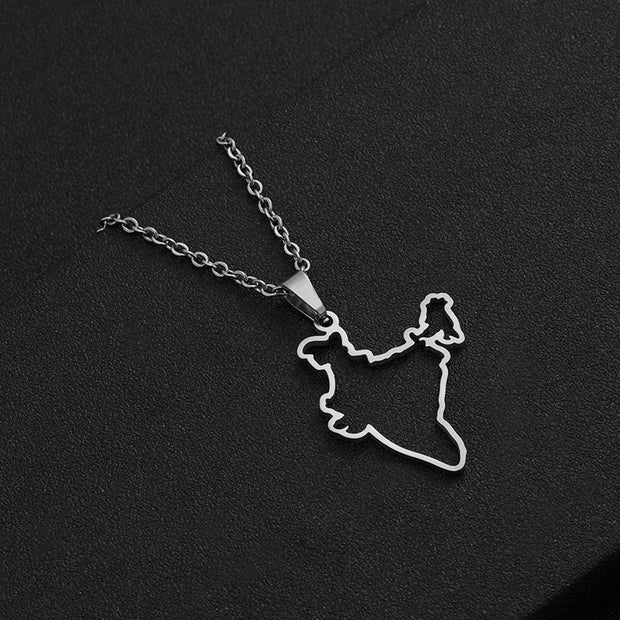 India Outline Map Necklace Chain Pendant