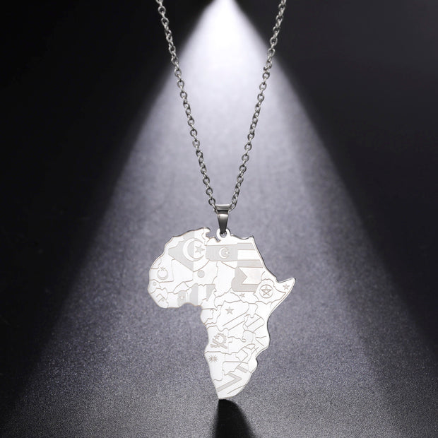 Africa Countries Map Necklace Chain Pendant