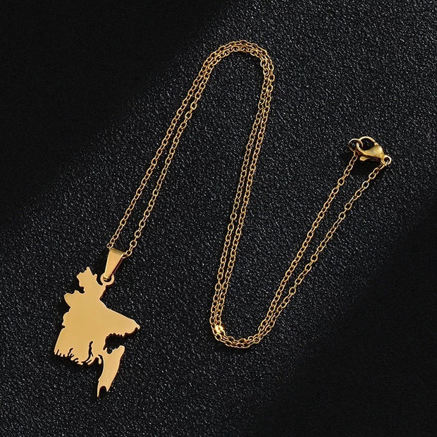 Bangladesh Solid Map Necklace Chain Pendant