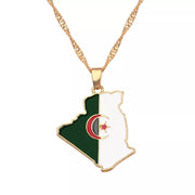 Algeria Map Flag Necklace Chain Pendant