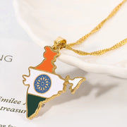 India Map Flag Necklace Chain Pendant