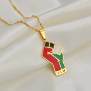 Palestine Lives Matter "PLM" Fist Necklace Chain Pendant