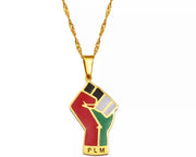 Palestine Lives Matter "PLM" Fist Necklace Chain Pendant