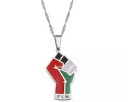 Palestine Lives Matter "PLM" Fist Necklace Chain Pendant