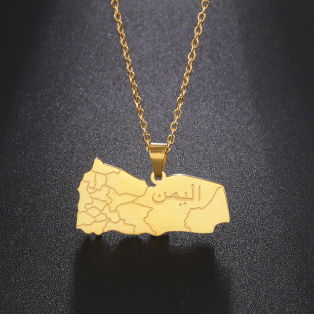 Yemen "اليمن" Map Necklace Chain Pendant