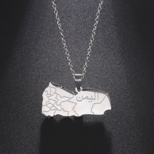 Yemen "اليمن" Map Necklace Chain Pendant