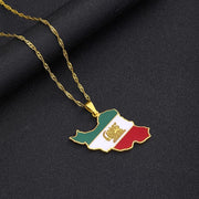 Iran Map Flag Necklace Chain Pendant