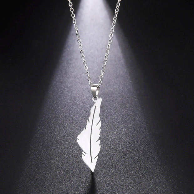 Palestine Feather Necklace Chain Pendant